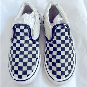 Vans Black and White Slip-On Sneakers Iconic Style Size 3 GUC